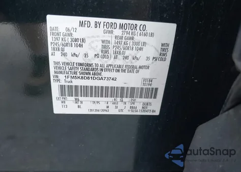 2013 Ford Explorer Xlt from USA, damaged, VIN 1FM5K8D81DGA73742